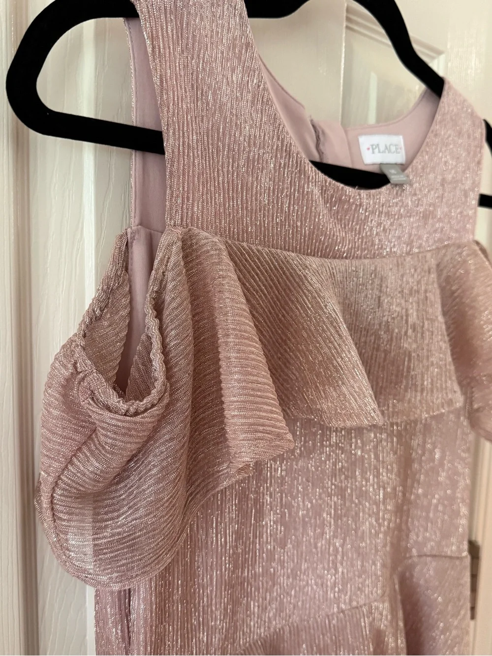 The Children’s Place Girls Pink Shimmer Cold Shoulder Party Dress Size 16